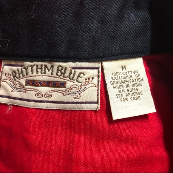 Rhythm Blue Women’s Vest Red Cotton Metal Buttons Embroidered Western - Picture 6 of 8